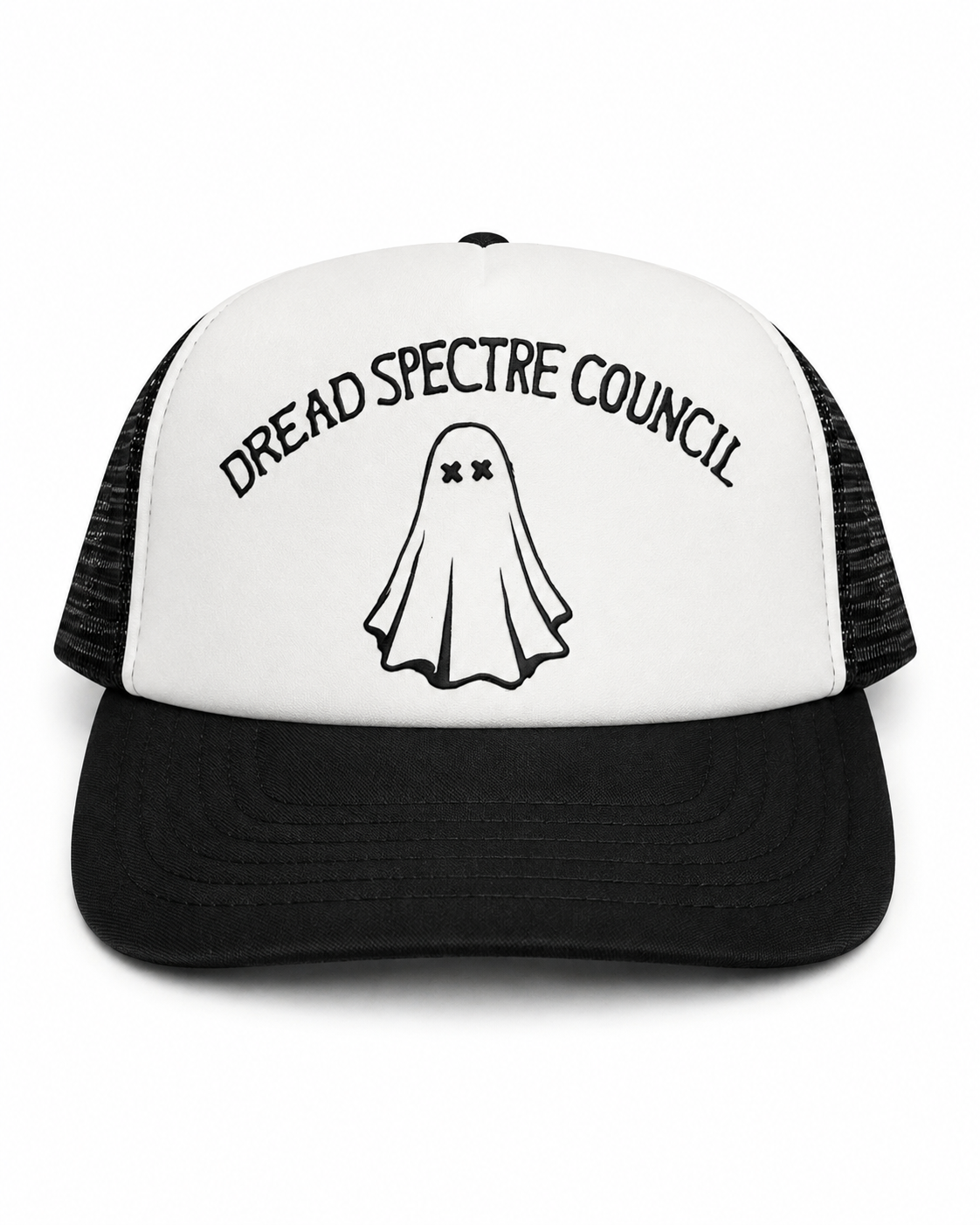 Dread Spectre Council Trucker Cap [Logo and Spectre Black w White Front]