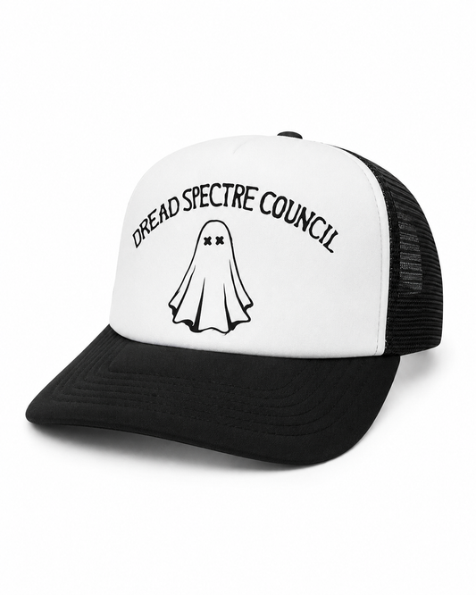 Dread Spectre Council Trucker Cap [Logo and Spectre Black w White Front]