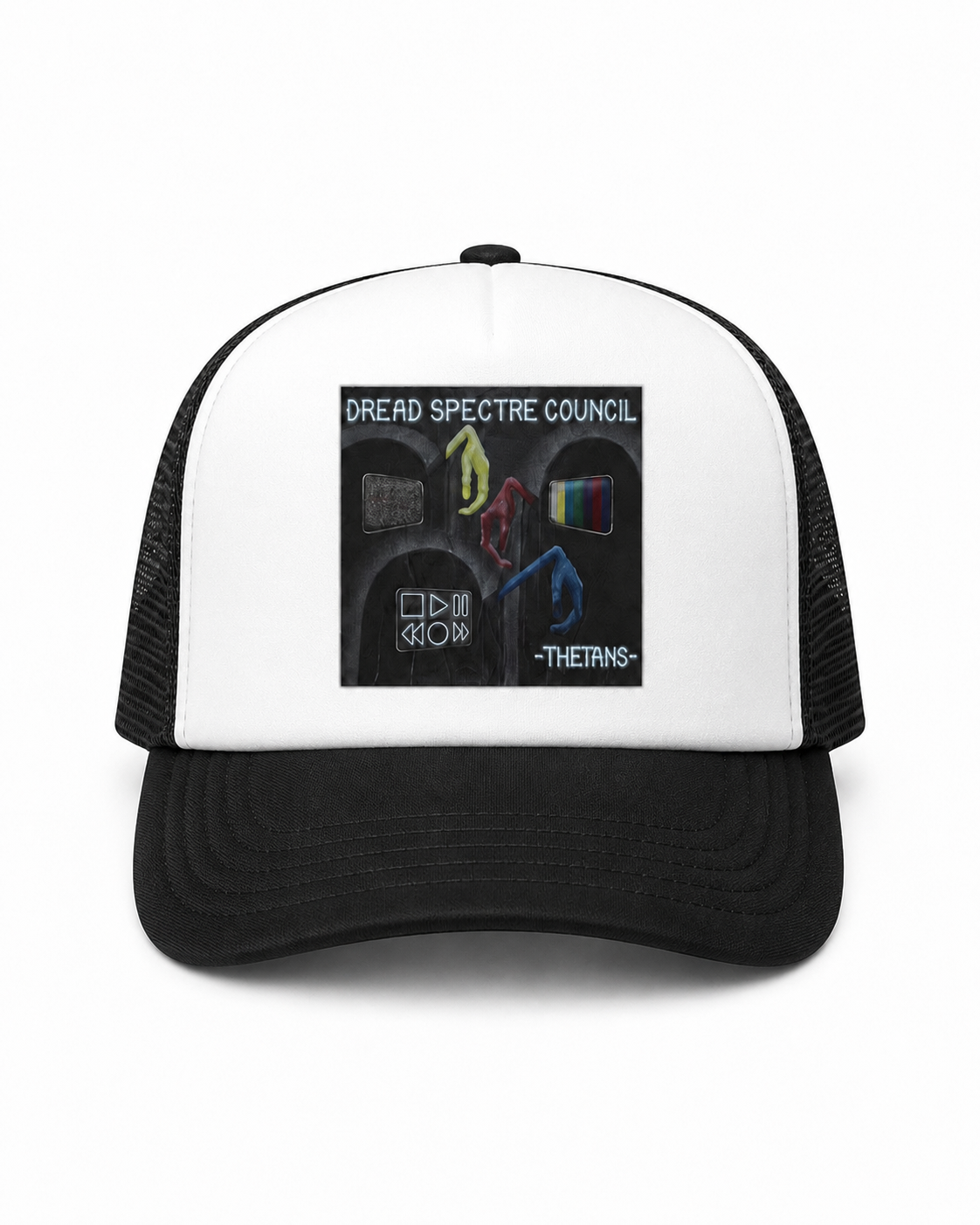 Dread Spectre Council Trucker Cap [Thetans Cover Black w White Front]