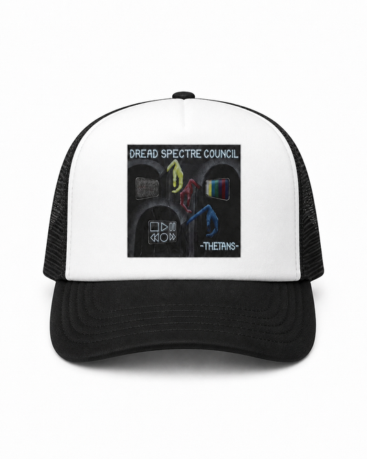 Dread Spectre Council Trucker Cap [Thetans Cover Black w White Front]